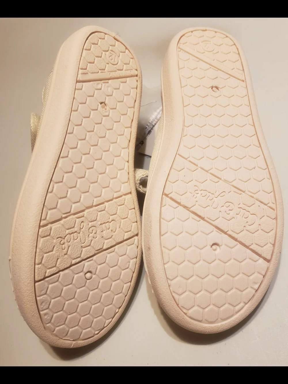 Cat & Jack Cream Canvas Mary Jane Shoes with Hook-and-Loop Strap